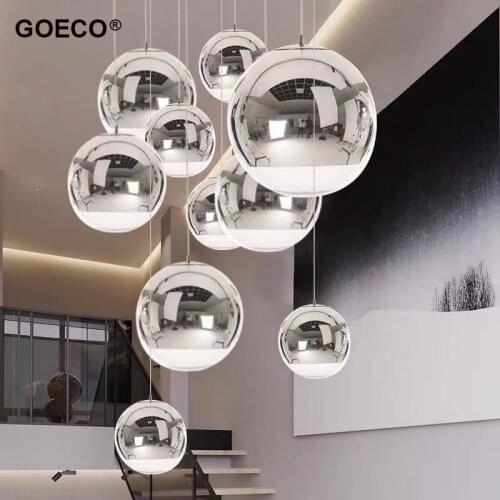 Modern Silver Glass Ball Pendant Lamp Ceiling Chandelier Living Room Bedroom Dining Room Kitchen Home Light Hanging Luminaire