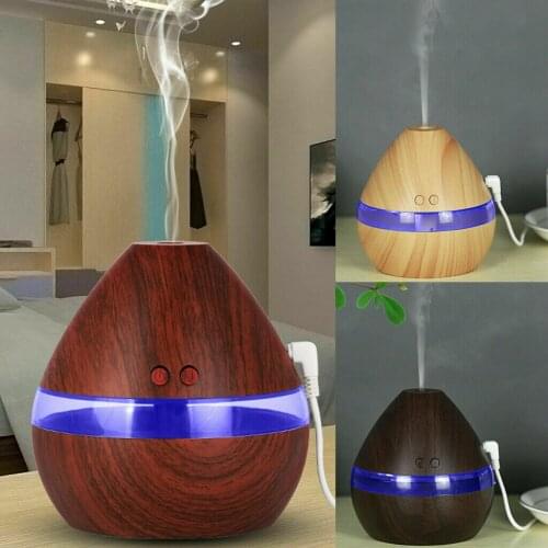 Wood Grain Ultrasonic Aromatherapy Essential Oil Diffuser Quiet Humidifier 300ml