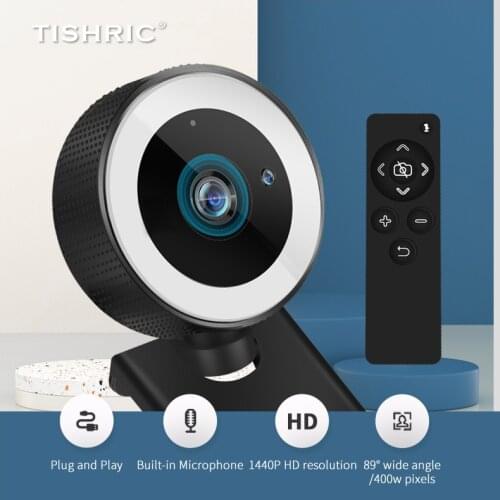 TISHRIC H200 HD Webcam 1080p Web Camera For Computer With Remote Control And LED Fill Light Webcam For Live Broadcast