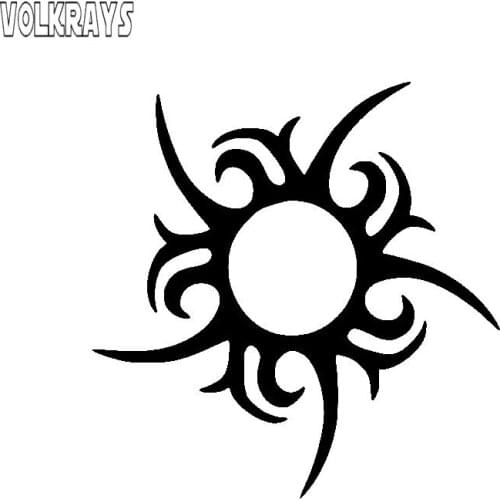 Volkrays Mysterious Interesting Hollow Sun Car Sticker Vinyl Waterproof Sunscreen Decal Auto Accessories Black/white,14cm*14cm