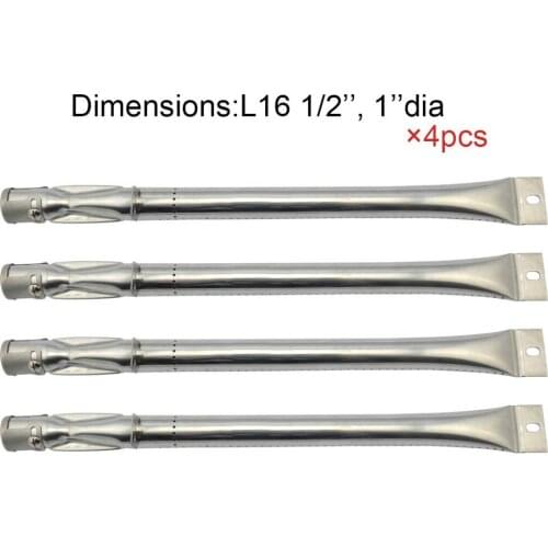 BBQ Parts Gas Grill Replacement 16.5 Inch (41.9cm) Straight Stainless Steel Burner 4pack