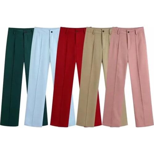 Za 2021 spring women Work Slacks full length high waist OL Office pants Female Pantalon fashion Loose Legs Formal Trousers lady