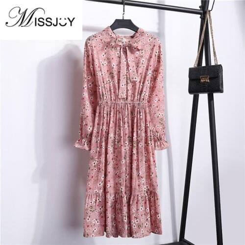 MISSJOY Summer Printed Floral Boho Dress Women Casual Long Sleeve A-Line Ladies Vintage Dresses Female Elegant Party 2020 Spring