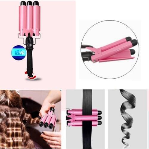 LCD Display 3 Barrels Hair Curling Iron Ceramic Hair Curler Waver Roller Curling Iron Hair Crimper Iron Waver