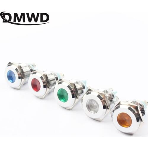 1PC 16mm LED Metal Indicator Light Waterproof Signal Lamp Light 3V6V12V24V 220v Screw Connect Red Yellow Blue White 16ZSD.DM.L
