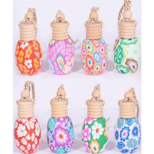 10ml-15ml handmade polymer clay essence oil Perfume bottle Hand Drawing Bottles Car hang decoration
