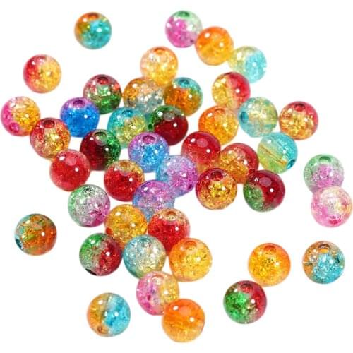200 Pack Crackle Beads 8mm Handcrafted Crackle Lampwork Round Beads for Jewelry Making, Mix Colors