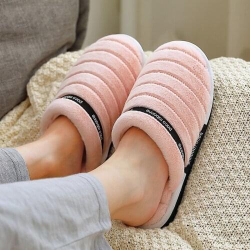 2019 Women Winter Home Slippers Cartoon Stripe Shoes Soft Winter Warm House Slippers Indoor Bedroom Lovers Woman shoes YYJ247
