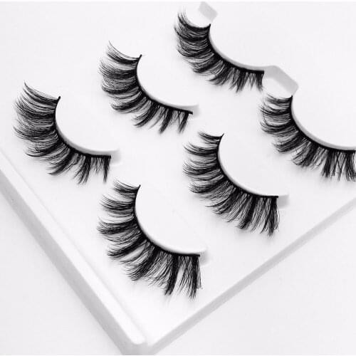3pcs/lot 100% handmade real mink fur false eyelash 3D strip mink lashes thick fake faux eyelashes Makeup beauty False Eyelashes