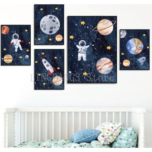 5D DIY Diamond Painting Space Astronaut Rocket Planet Moon Sun Diamond Mosaic Nordic Embroidery Cross Stitch Art Kids Room Decor