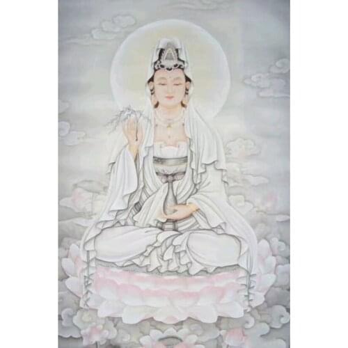 Diy Diamond Paintings Religious Guanyin Bodhisattva Diamond Mosaic Embroidery Full Round Cross Stitch Decor Room JX435