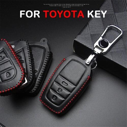 Car Logo Keyring Leather Anti-dust Car Key Case For Toyota Corolla Yaris Auris CHR Camry Prius RAV4 Car Keychain Key Cover