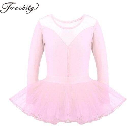 Girls Ballet Leotard Kids Dancewear Cotton Long Sleeve Dance Gymnastics Leotard With Tutu Ballet Skirt Set Party Ballerina Dress