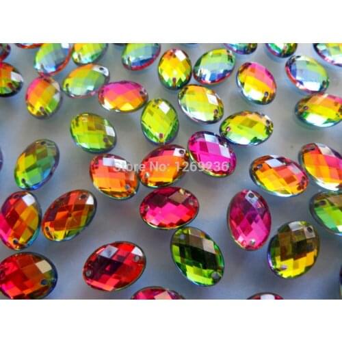 Free shipping Sew on Acryl Crystals multi- colour 10*14mm 120pcs Rhinestones Accessories For Hand Sewing Strass