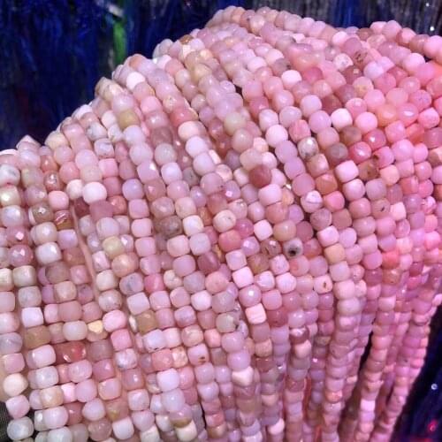Natural Stone Beads Section Square Pink Opal Loose Beads For Jewelry Making 4 mm DIY Necklace Bracelet Earrings Accessory