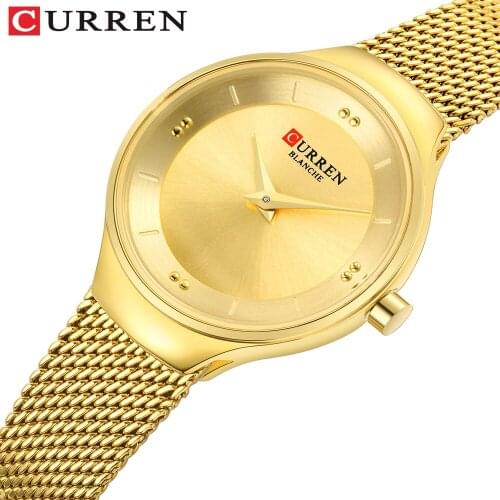 Elegant Women Watches Luxury Brand Curren Dress Quartz Wristwatch Ladies Gold Watches Stainless Steel Clock Relogio Feminino