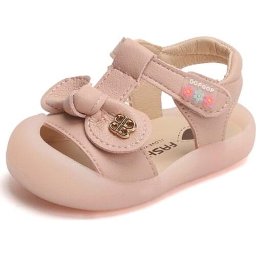 DIMI 2020 New Summer Baby Girls Shoes Cute Bow Girl Toddler Princess Sandals Closed toe Soft Pu Leather Infant Shoes for Girl
