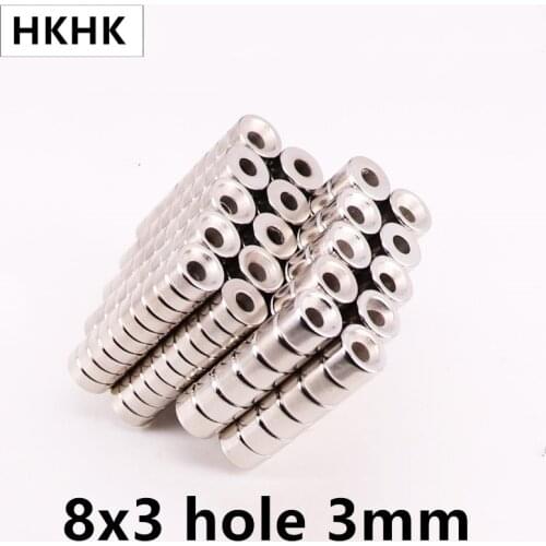 LOT Disc Neodymium magnet 8*3 hole 3 N35 disk mm Rare earth permanent magnet 8x3 NdFeB magnets 8 x 3 8mm 3mm
