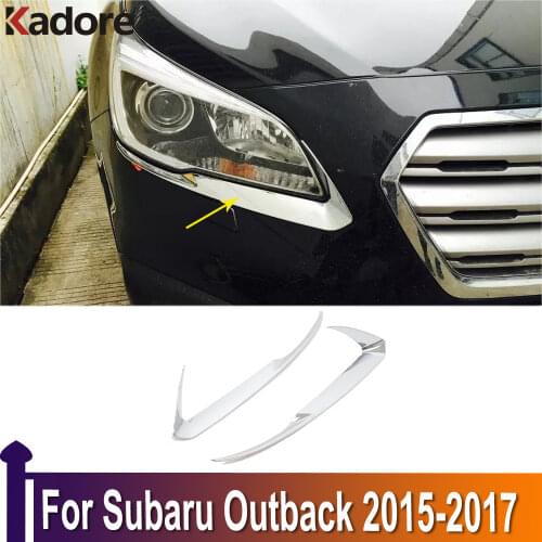 For Subaru Outback 2015 2016 2017 ABS Chrome Auto Front Head Light Lamp Cover Trim Headlight Eyebrow Eyelid Strips Car Styling