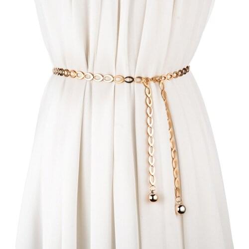 Women Waist Chain Belt for Dress Metal Gold Color