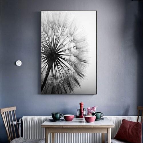Dandelion Flower Canvas Painting Modern Black White Art Pictures for Home Decoration Living Room Abstract Wall Poster No Frame