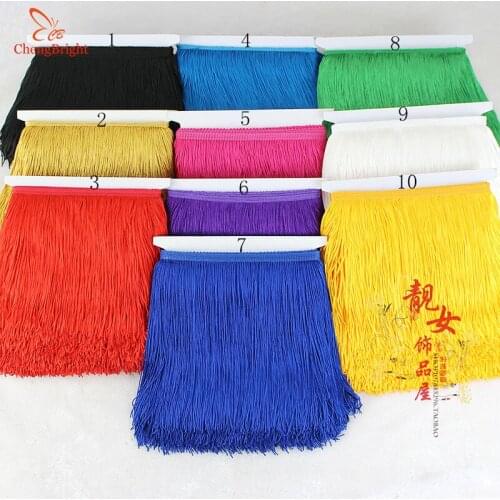ChengBright 5 Meters Polyester Lace Tassel Fringe Lace Trim Ribbon Sew Latin Dress Stage Garment Curtain Accessories 20cm Width