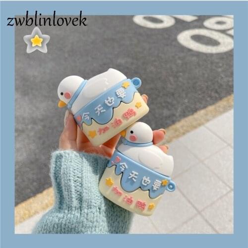 Cute Cartoon Duck Bluetooth Headset Wireless Box Soft Silicone Case Cover Protective Cover Skin Headphones for Airpods 1 2 Pro 3