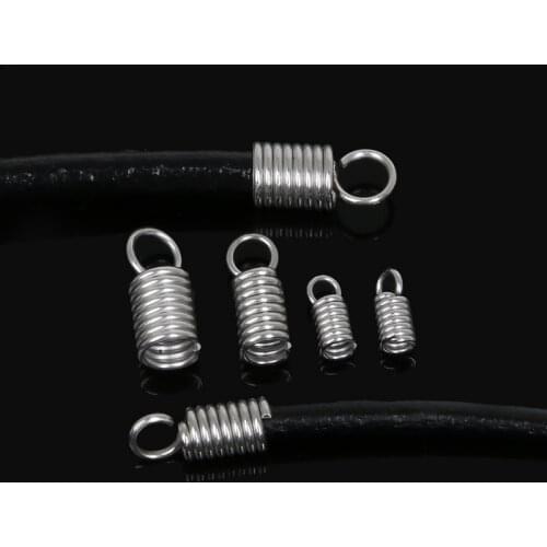 Wholesale 50pcs/lot(Fit 2mm 3mm 4mm Rope Chain) Stainless Steel Cord Crimp End Cap For Jewelry Making