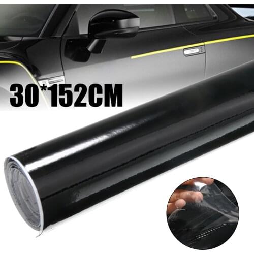 Car Wrapping Decoration 1pc 30x152cm Car Foil Gloosy Black Flexible Bubble-free Car Sticker Roll Sheet