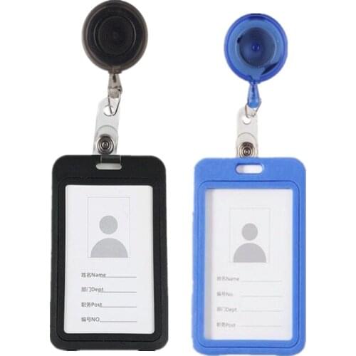 Transparent Badge Holder with Retractable Keychain Plastic Card Box Girl Gift Keychain Business Exhibit Office School Supplies