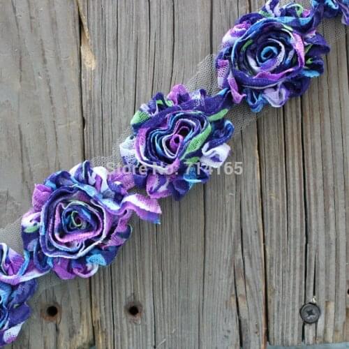 1yard DIY shabby flower Chiffon Flower Shabby Rose Trim(011)