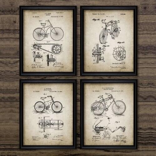 Vintage Poster Bicycle Patent Print Bicycle Design Wall Art Canvas Painting Bicycle Invention Retro Pictures Home Decoration