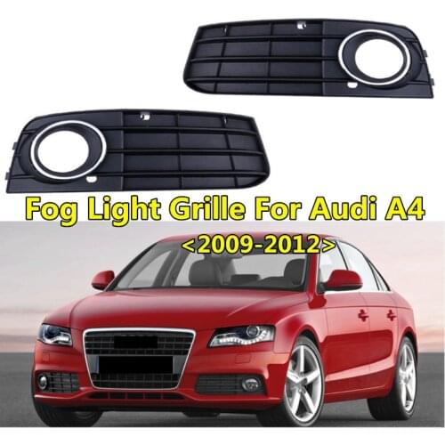 WL 2pcs Black Car-styling Front Lower Bumper Grille ABS Fog Light Lamp Frame For Audi A4 B8 2009 2010 2011 2012 Replace Cover