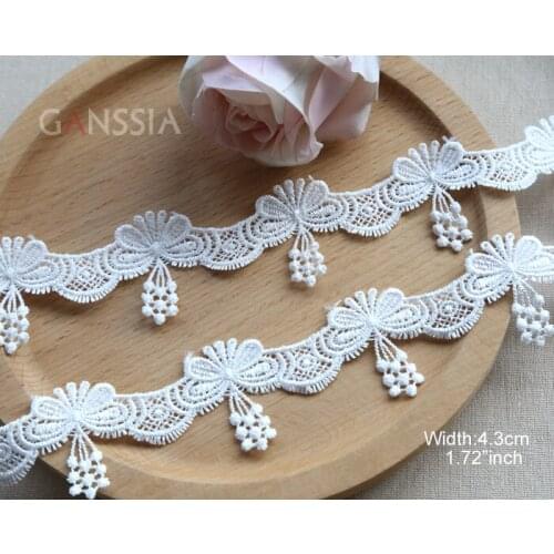 1Yard Wide:4.3cm,Polyester Silk,Butterfly Tassels Embroidery Lace,Lolita Wedding Dress Clothing Accessories(ss-2128)