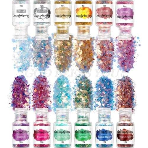 12/18/24 Colors Chunky Glitter Sequins Mixed Flake Set Eyeshadow Body Face Decor