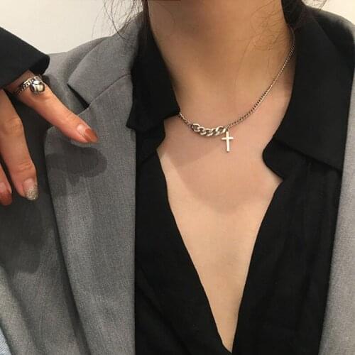 2020 New Korean Style Short Cross Pendant Necklace Simple Trendy Sweet Fashion Alloy Gold Silver Necklace Jewelry For Women