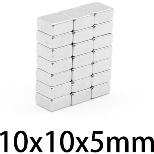 5/10/20/50/100PCS 10x10x5 mm Square Rare Earth Neodymium Magnet 10*10*5 Block Powerful Strong Magnetic Magnets Sheet 10x10x5mm