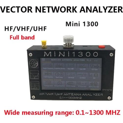 Mini1300 HF/VHF/UHF Antenna Analyzer 0.1-1300MHz with 4.3" TFT LCD Touch Screen Aluminum Alloy Shell