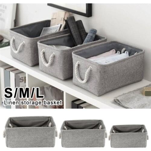 Large Medium Small Foldable Linen Storage Box Bins Fabric Organizer Organize Office Bedroom Closet Toys Laundry Basket