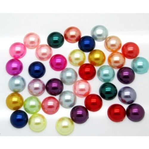 100Pcs Mixed 12mm Round Craft ABS Resin Flatback Half Round Pearls Flatback Cabochon Beads Jewelry DIY Scrapbooking Decoration