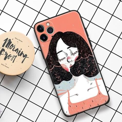 Girl aesthetic artwork For IPhone Se 6 6s 7 8 Plus X XR XS 11 12 Mini Pro Max Glass TPU Soft Silicone Phone Case Cover Shell