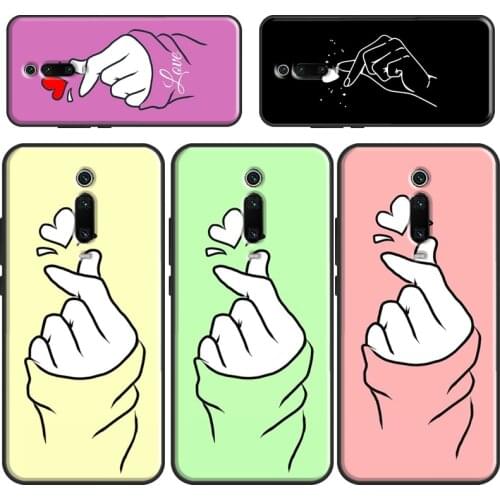 Kpop Hand Finger Heart Phone Case For Xiaomi Mi 11 Ultra 9 10 Lite A3 9T 10T Pro Cover For POCO X3 F3 F2 M3 Pro