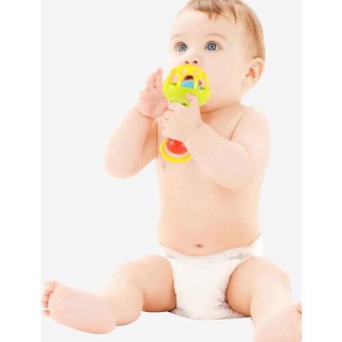 ASSOT Baby Hand Grip Silicone Rattle Ball With Bell Toy Baby Teether Hand Grab Rattle Baby Soft Rubber Baby Puzzle Sound Music