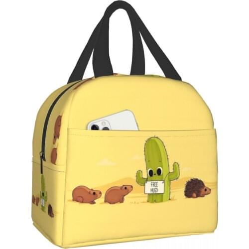 Cactus Functional Pattern Cooler Lunch Box Cactus Portable Lunch Bag Thermal Food Picnic Lunch Bags For Women Kids