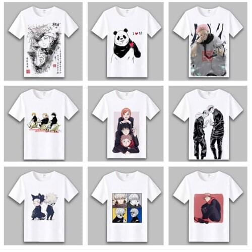 Jujutsu Kaisen Japanese Anime Cosplay T-Shirt Print Hot Sale Top Short Sleeves Round Neck Summer Cool White Versatile Shirts