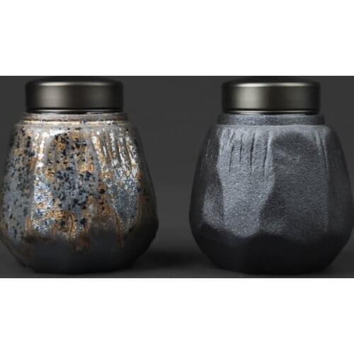 Japanese-style handmade pottery tin alloy lid tea pot kiln to retro stoneware sealed wake-up tea storage pot