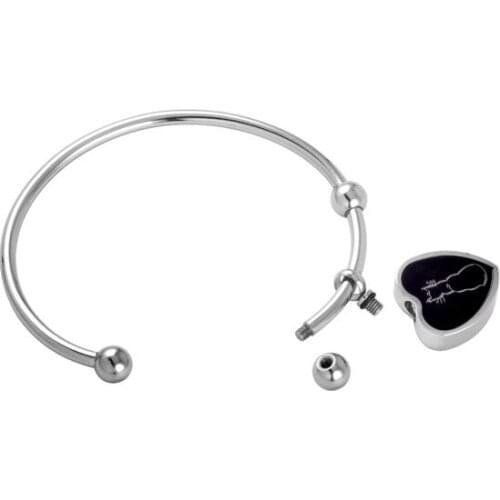 IJB5023 Removable Cat In My Heart Cremation Urn Charm Cuff Bangle Stainless Steel Women Bracelet With Openable Screw Ball