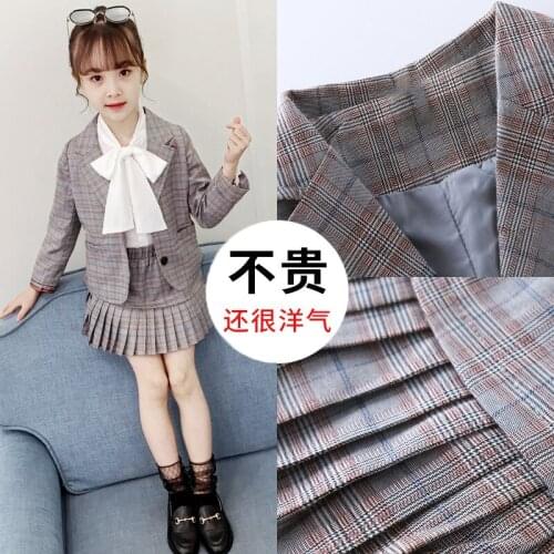 Girls Clothes Coat + Dress Sets 2021 Plaid Spring Autumn Kids Teenagers Birthday Outfits Children Clothing Kids Sets Jogging Sui