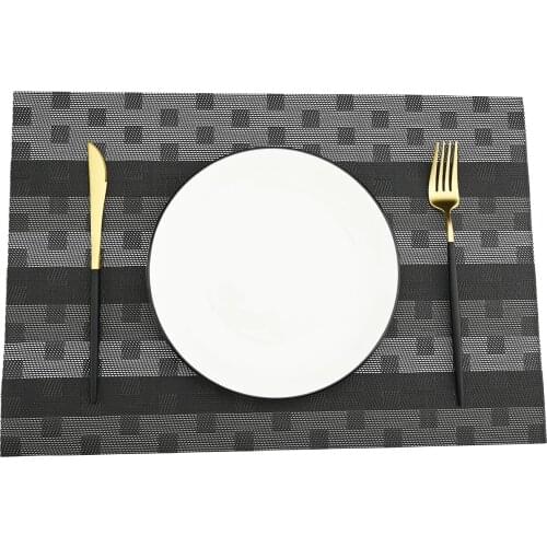 Black Weave Checkered Wine Cup Pad PVC Washable Placemats for Dining Table Mat Non-slip Placemat Set in Home Kitchen Accessories