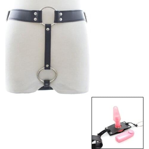 Leather Female Chastity Belt Briefs Black Sexy Harness Panties Underwear for Women with Anal Butt Plug Erotic Fetish Bdsm Toys